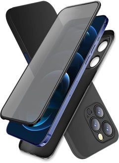 Ultra Slim 360 Full Body with Built-in Screen Protector Privacy Touch Sensitive Shockproof Full Hard case Mobile Phone Compatible With iPhone 12 Pro Max 6.7 inches - Black