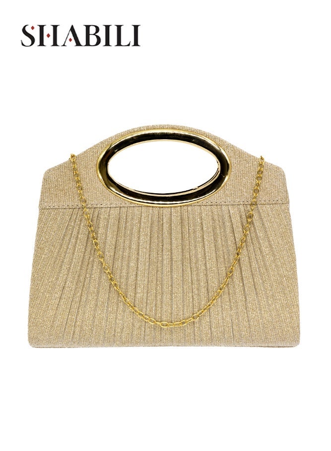 SHABILI Women's Elegant Banquet Bag, Ladies Evening Bag Shoulder Bag Handbag Messenger Bag, Wedding Parties, Cocktail Nights and Formal Events Polyester Clutch Bag for Bridesmaids (Champagne) - Image 1