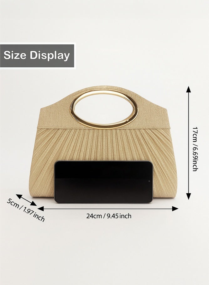 SHABILI Women's Elegant Banquet Bag, Ladies Evening Bag Shoulder Bag Handbag Messenger Bag, Wedding Parties, Cocktail Nights and Formal Events Polyester Clutch Bag for Bridesmaids (Champagne) - Image 5
