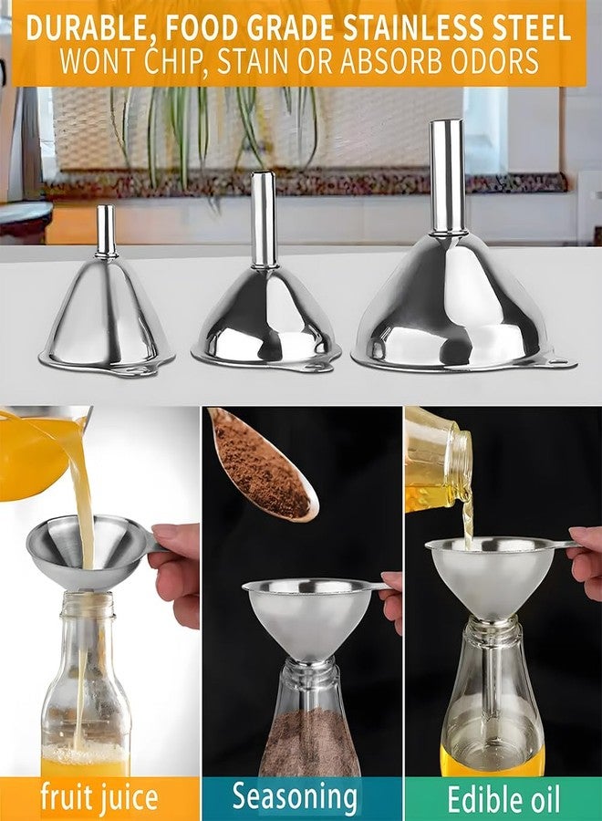 Senvasfa 4 Pack Kitchen Funnels Set, Stainless Steel Wide Mouth Canning Funnel with Handles Fit for Wide and Regular Narrow Mouth Mason Jar n Flask Ease Transfer Liquid Serums, Jam, Oils, Spices, Powders - Image 2