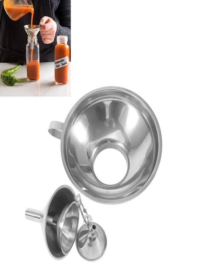 Senvasfa 4 Pack Kitchen Funnels Set, Stainless Steel Wide Mouth Canning Funnel with Handles Fit for Wide and Regular Narrow Mouth Mason Jar n Flask Ease Transfer Liquid Serums, Jam, Oils, Spices, Powders - Image 1