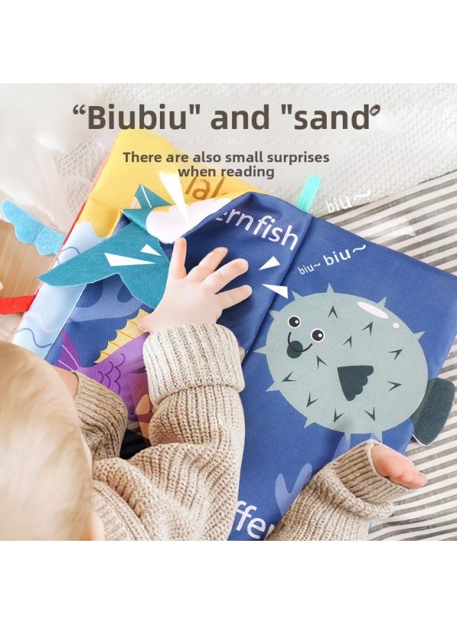 Cloth Book For Early Education, Baby Can Not Tear It Apart, Can Chew The Tail, Hand-Tearable Book, 6-Month-Old Baby Cognitive Educational Toy For 0-1 Years Old-Color:[marine Animals] Tail Cloth Book (built-in Bibi Device, Sound Paper)  - Image 4