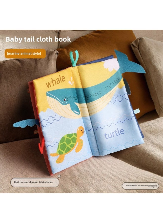 Cloth Book For Early Education, Baby Can Not Tear It Apart, Can Chew The Tail, Hand-Tearable Book, 6-Month-Old Baby Cognitive Educational Toy For 0-1 Years Old-Color:[marine Animals] Tail Cloth Book (built-in Bibi Device, Sound Paper)  - Image 1