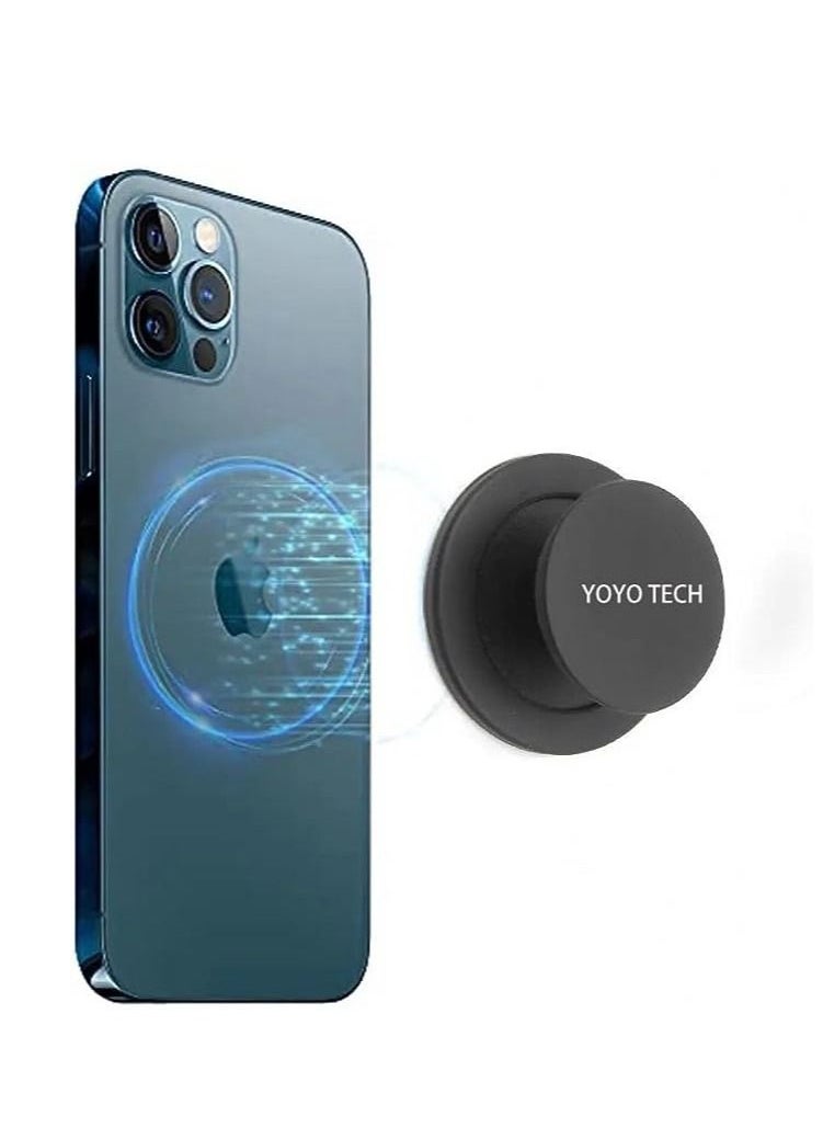 YoYoTech POP MAG Grip Magnetic Phone Holder for Phone and Tablets with Expanding Kickstand Function Swappable Top Magnetic Mobile Phone Holder Black  - Image 1