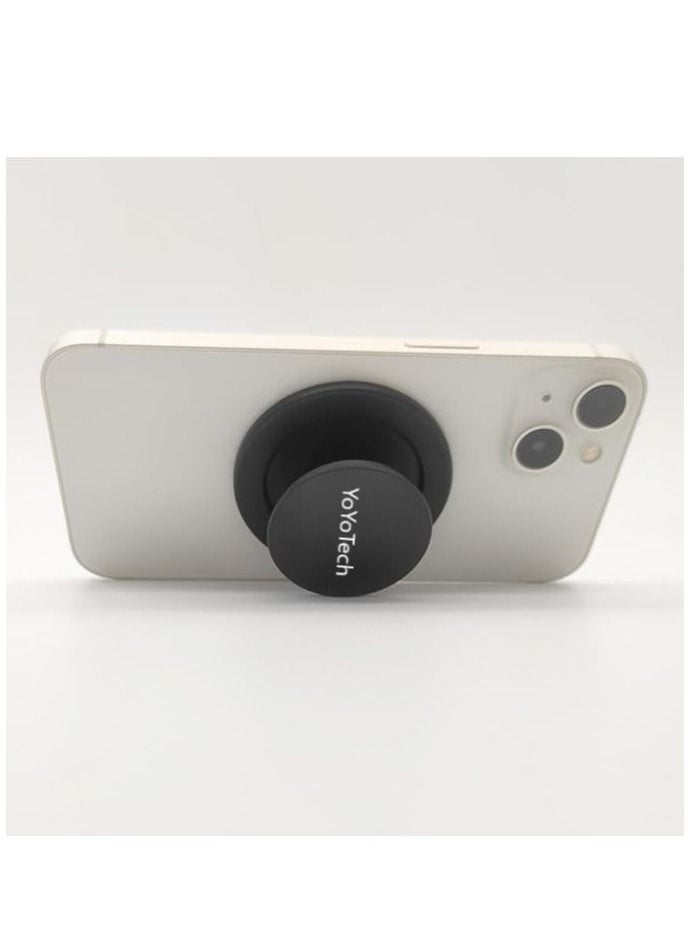 YoYoTech POP MAG Grip Magnetic Phone Holder for Phone and Tablets with Expanding Kickstand Function Swappable Top Magnetic Mobile Phone Holder Black  - Image 3