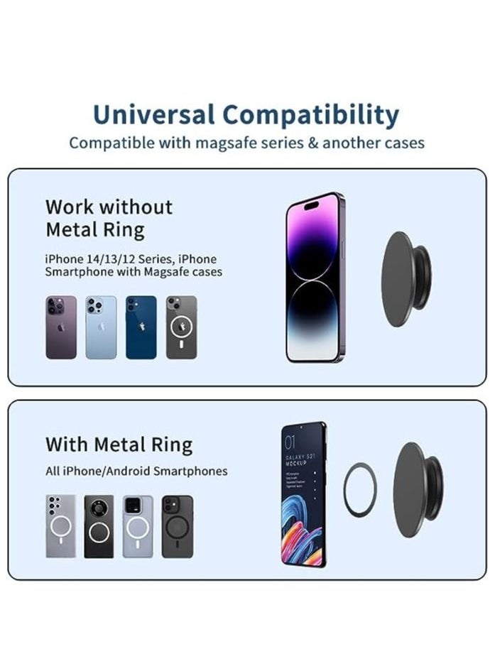 YoYoTech POP MAG Grip Magnetic Phone Holder for Phone and Tablets with Expanding Kickstand Function Swappable Top Magnetic Mobile Phone Holder Black  - Image 5