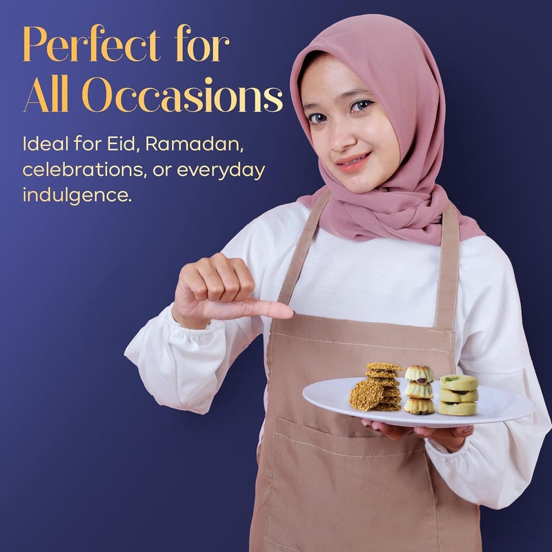 Abu Al Jedi 200g Nawashif Arabic Cookies Box – Arabic Sweets - Maamoul, Barazek & Ghuraiba – Gift Box for Eid, Diwali, & Christmas Baklava - Image 4