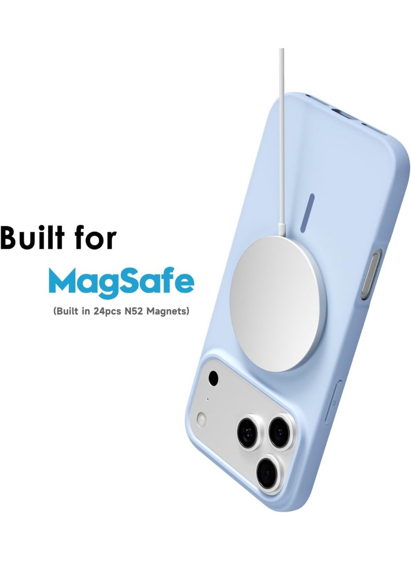 ACLIX Magnetic Slim Phone Case for iPhone 17 Pro Max Compatible with Magsafe Wireless Charging, Aesthetic Soft Rubber Silicone | Sky Blue - Image 2