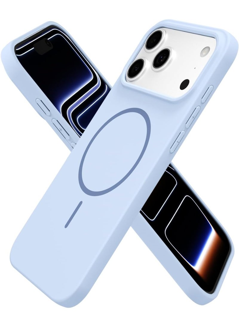 ACLIX Magnetic Slim Phone Case for iPhone 17 Pro Max Compatible with Magsafe Wireless Charging, Aesthetic Soft Rubber Silicone | Sky Blue - Image 1