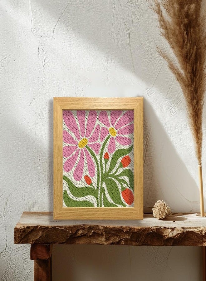 BEUNITONE Flower Beginners Punch Needle kit Handcraft Embroidery Starter Kits for Adults Flowers and Plants Punch Stitching Kit with Instruction Square Punch Needle Frame for Wall Decor 9.4'' x 9.4'' - Image 5