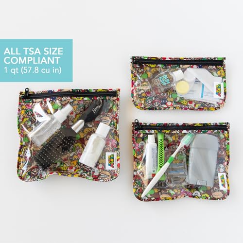 Bumkins Travel Bag, Toiletry, TSA Approved Pouch, Zip Bag, Quart Size Airline Compliant, Clear-Sided, Baby, Diaper Bag Organization, Makeup, Accessories, Packing, Set of 3 Sizes, Nintendo Super Mario - Image 3