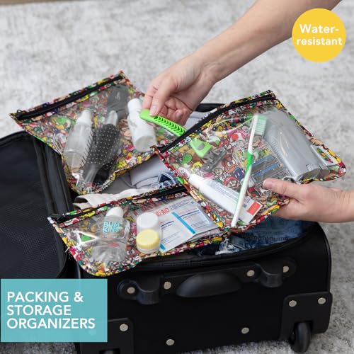 Bumkins Travel Bag, Toiletry, TSA Approved Pouch, Zip Bag, Quart Size Airline Compliant, Clear-Sided, Baby, Diaper Bag Organization, Makeup, Accessories, Packing, Set of 3 Sizes, Nintendo Super Mario - Image 2