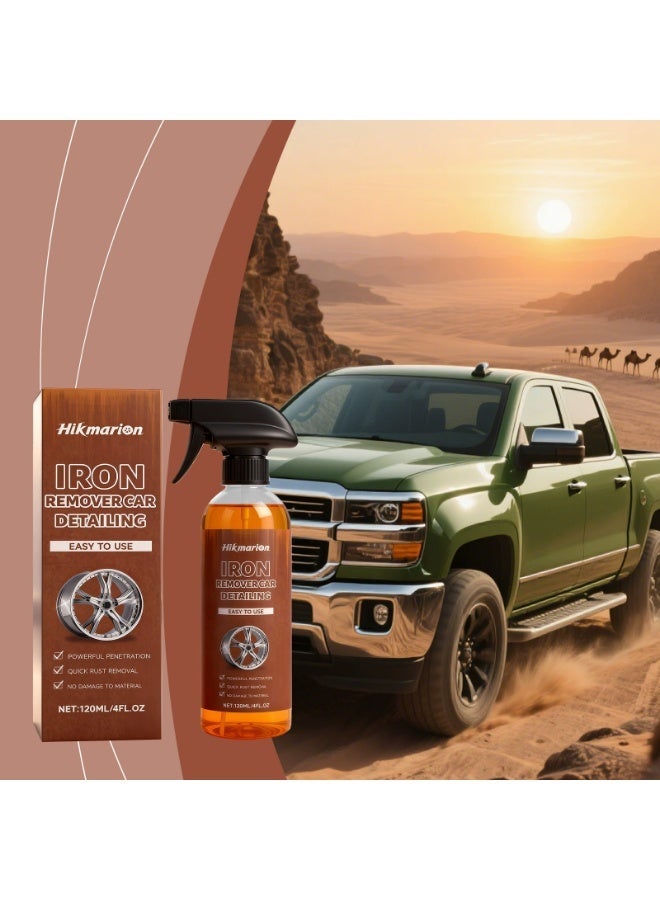 Hikmarion Iron Remover Spray Car Wheel Iron Fallout Remover Brake Dust Rust Cleaner Color Changing Formula 120ml - Image 1