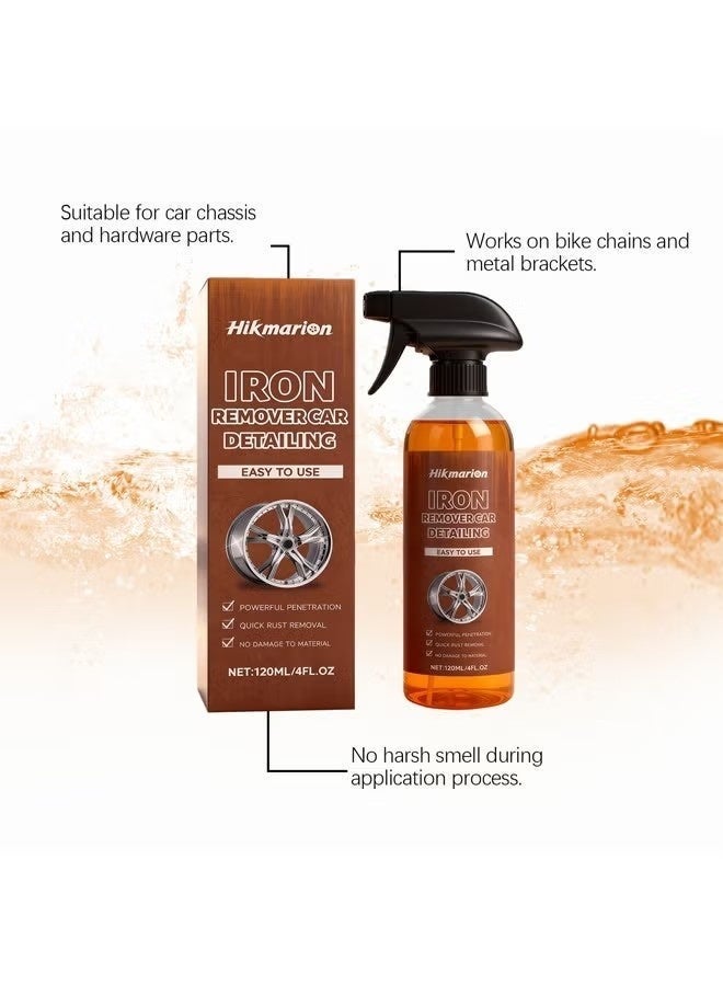 Hikmarion Iron Remover Spray Car Wheel Iron Fallout Remover Brake Dust Rust Cleaner Color Changing Formula 120ml - Image 3