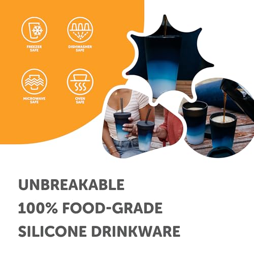 Silipint 16oz Silicone Pint Glass – Unbreakable BPA-Free Reusable Silicone Drinking Cup – Flexible Dishwasher Microwave & Freezer Safe – Stemless Glass for Water Coffee Smoothies (Moon Beam) - Image 4