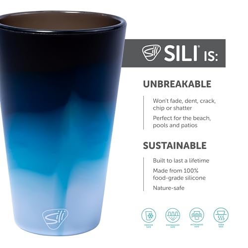 Silipint 16oz Silicone Pint Glass – Unbreakable BPA-Free Reusable Silicone Drinking Cup – Flexible Dishwasher Microwave & Freezer Safe – Stemless Glass for Water Coffee Smoothies (Moon Beam) - Image 2