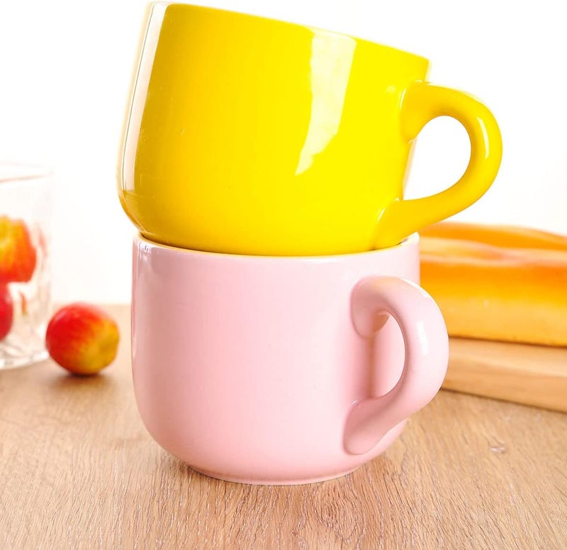 WHJY Simple Ceramic Soup Mugs with Lid 22 oz Soup Cups with Handle Microwave Oatmeal Bowl Coffee Mug with Lid and Handle for Milk Tea Fruit Ice Cream Cereal Coffee  Pink - Image 5