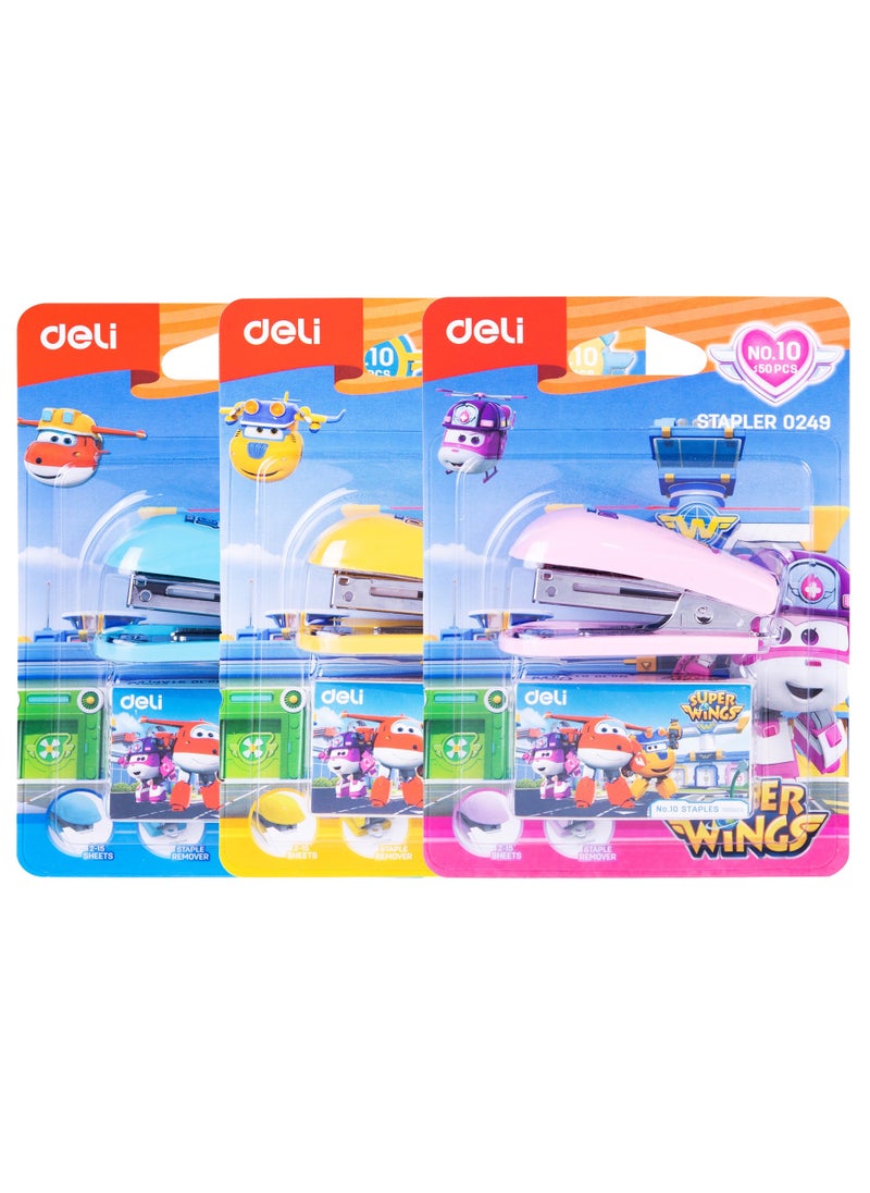 Deli - Mini Stapler With A Pack of Pins Assorted Colours - Image 1