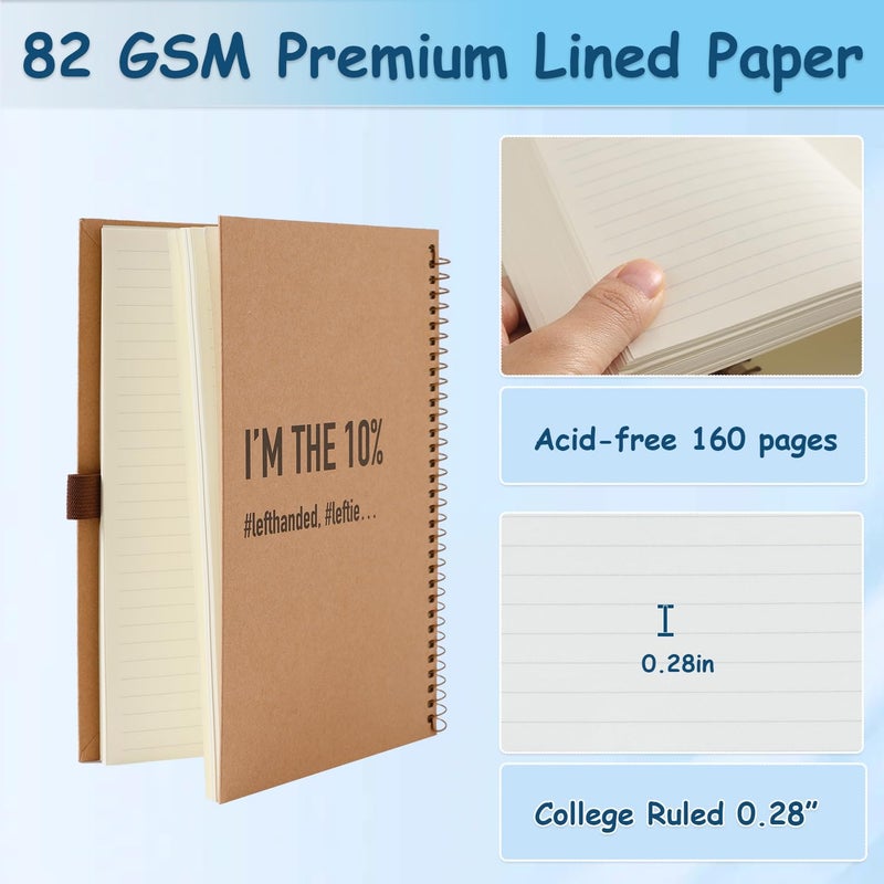 King Mills Left Handed Notebooks College Ruled, 160 Pages 1 Subject, Hard Cover Lefty Notebooks. Ideal Gifts for Left Handed People. Size 8.5" X 5.7"1pk - Image 3
