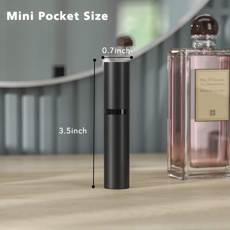 محول العطر القابل لإعادة الشحن: سبائك من جسم الطائرات سوداء بقياس 4.3 بوصة - إعادة شحن سريع عبر منفذ USB-C، إعادة تعبئة بلمسة واحدة من الأسفل، رذاذ عطر محمول مقفل لمنع التسرب للسياحة والاستخدام المتحرك للعطر - Image 5