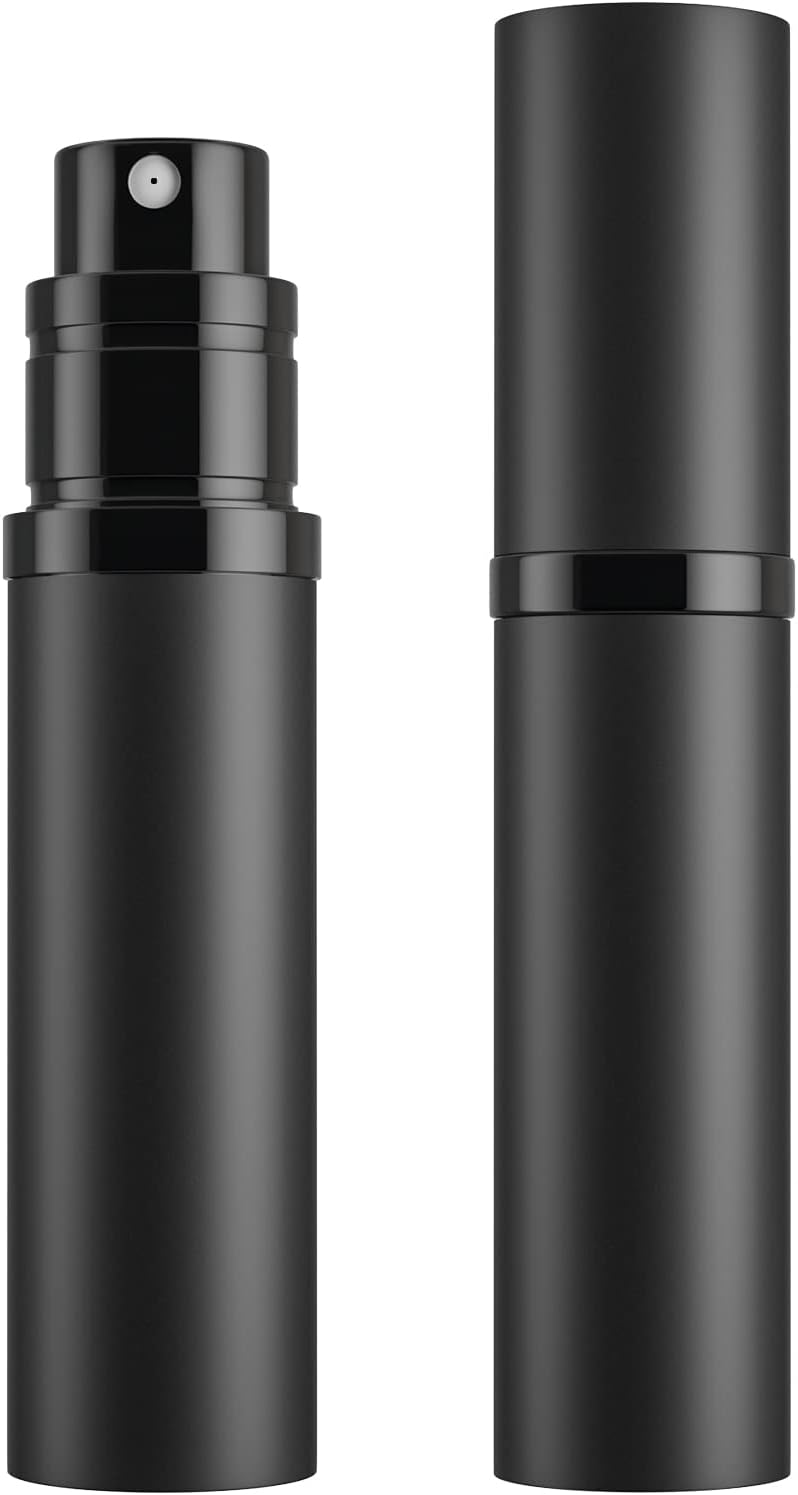 محول العطر القابل لإعادة الشحن: سبائك من جسم الطائرات سوداء بقياس 4.3 بوصة - إعادة شحن سريع عبر منفذ USB-C، إعادة تعبئة بلمسة واحدة من الأسفل، رذاذ عطر محمول مقفل لمنع التسرب للسياحة والاستخدام المتحرك للعطر - Image 1