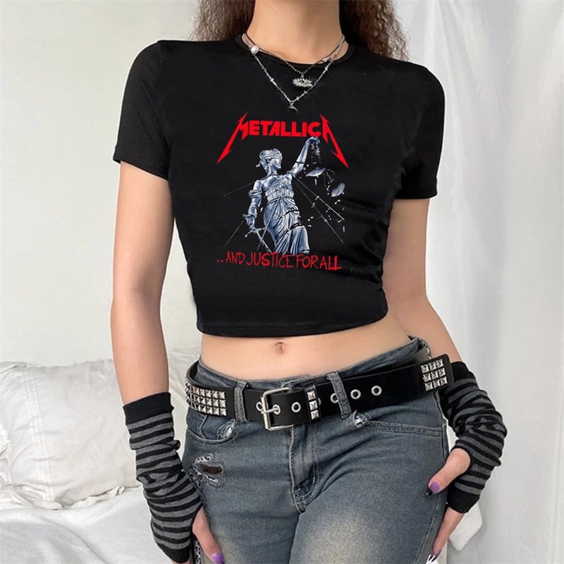 Touz Moda Rock Series Metallica And Justice For All Black Crop