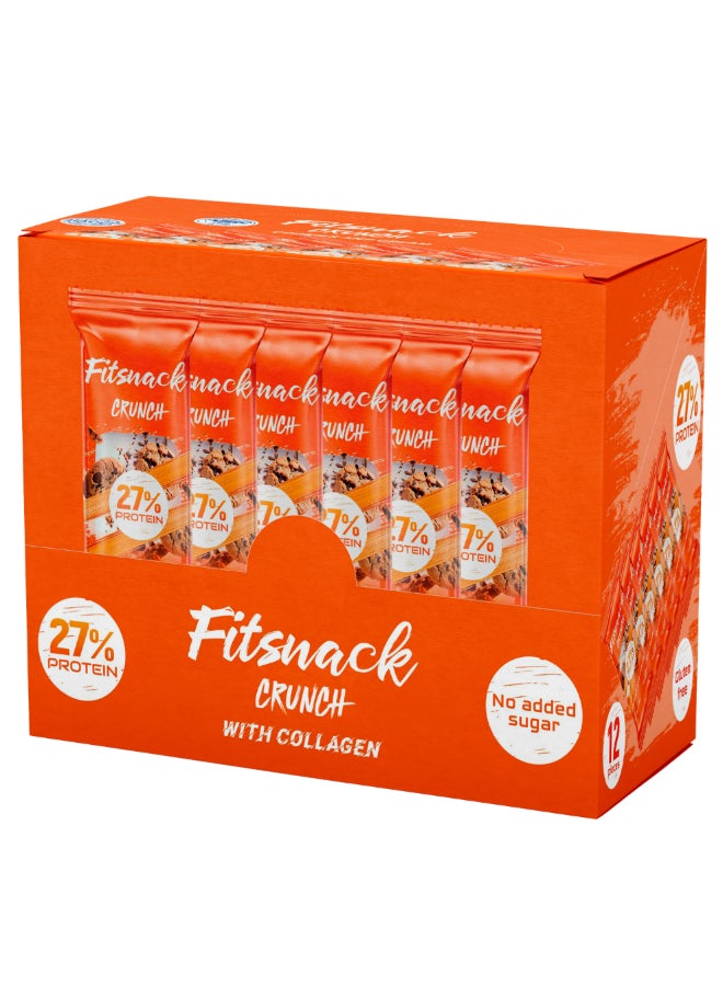 Fitsnack Crunch Cookies & Cream Flavor Crunchy Protein Bar with Caramel, 27% Protein, No Added Sugar - Image 3