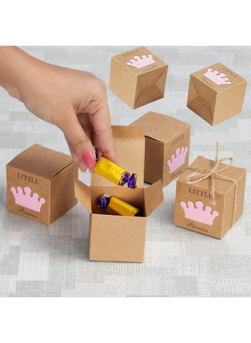 SOLARAE صناديق هدايا حفلة استحمام الأطفال من ورق كرافت، 50 عبوة لصالح حفلة عيد ميلاد الفتيات (5 × 5 × 5 سم) - Image 3