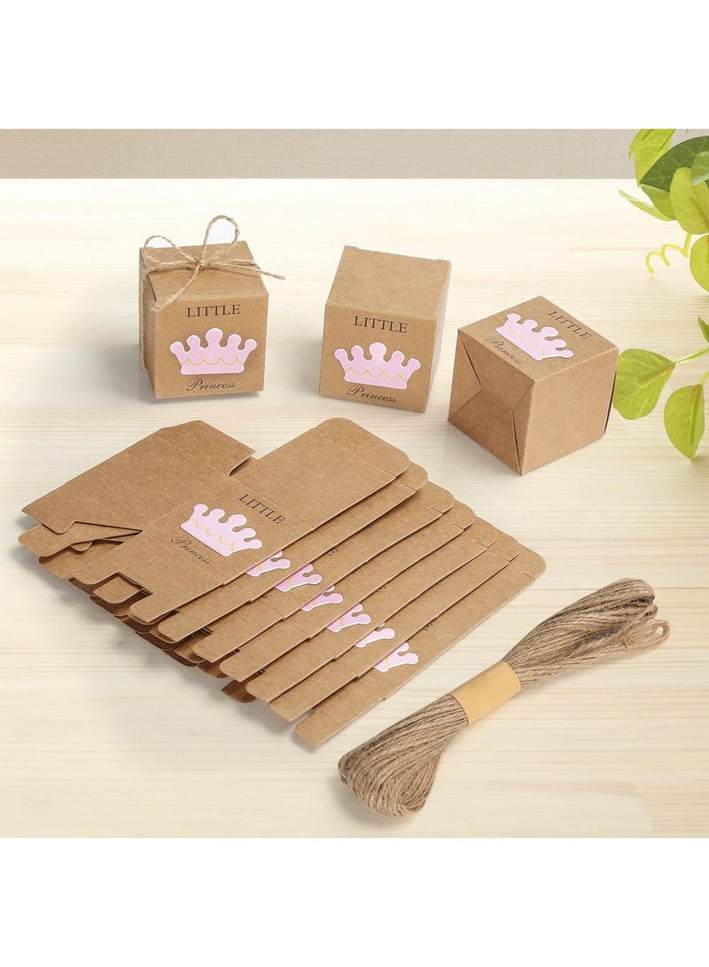 SOLARAE صناديق هدايا حفلة استحمام الأطفال من ورق كرافت، 50 عبوة لصالح حفلة عيد ميلاد الفتيات (5 × 5 × 5 سم) - Image 2