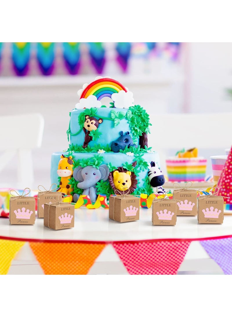 SOLARAE صناديق هدايا حفلة استحمام الأطفال من ورق كرافت، 50 عبوة لصالح حفلة عيد ميلاد الفتيات (5 × 5 × 5 سم) - Image 5