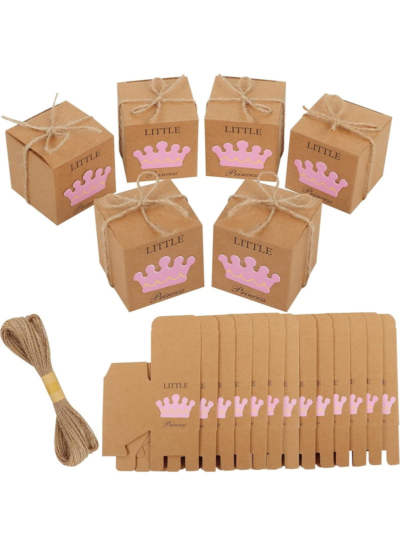 SOLARAE صناديق هدايا حفلة استحمام الأطفال من ورق كرافت، 50 عبوة لصالح حفلة عيد ميلاد الفتيات (5 × 5 × 5 سم) - Image 1