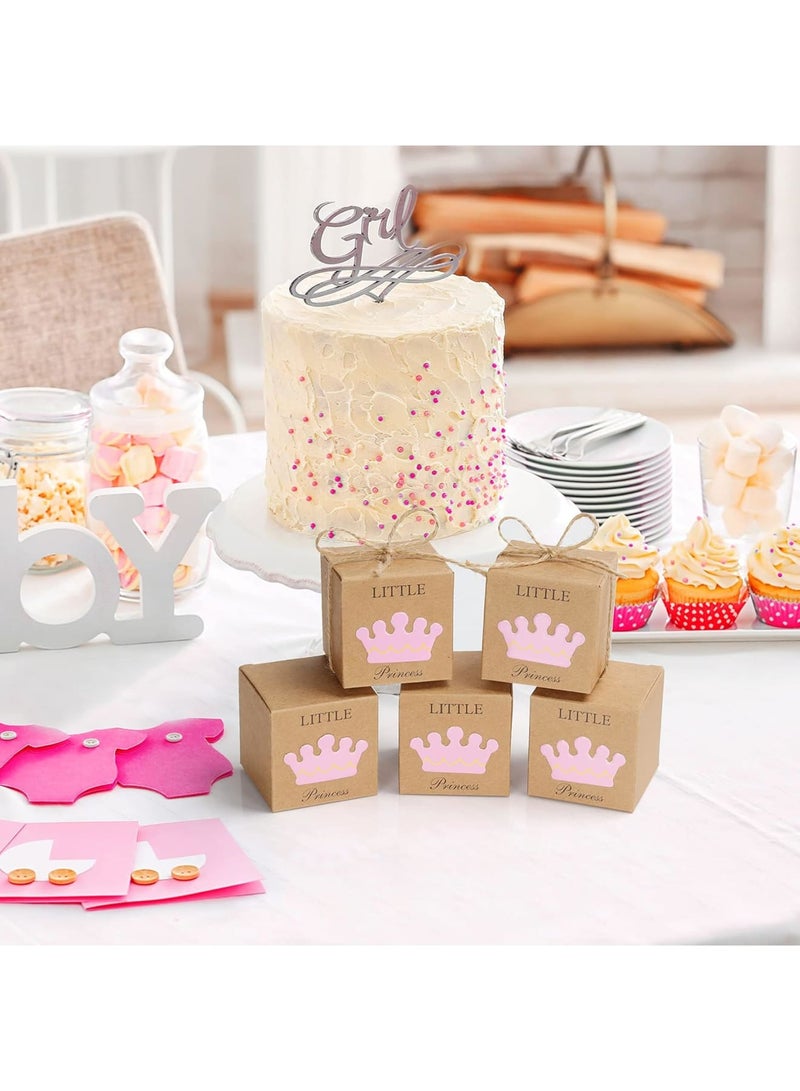 SOLARAE صناديق هدايا حفلة استحمام الأطفال من ورق كرافت، 50 عبوة لصالح حفلة عيد ميلاد الفتيات (5 × 5 × 5 سم) - Image 4
