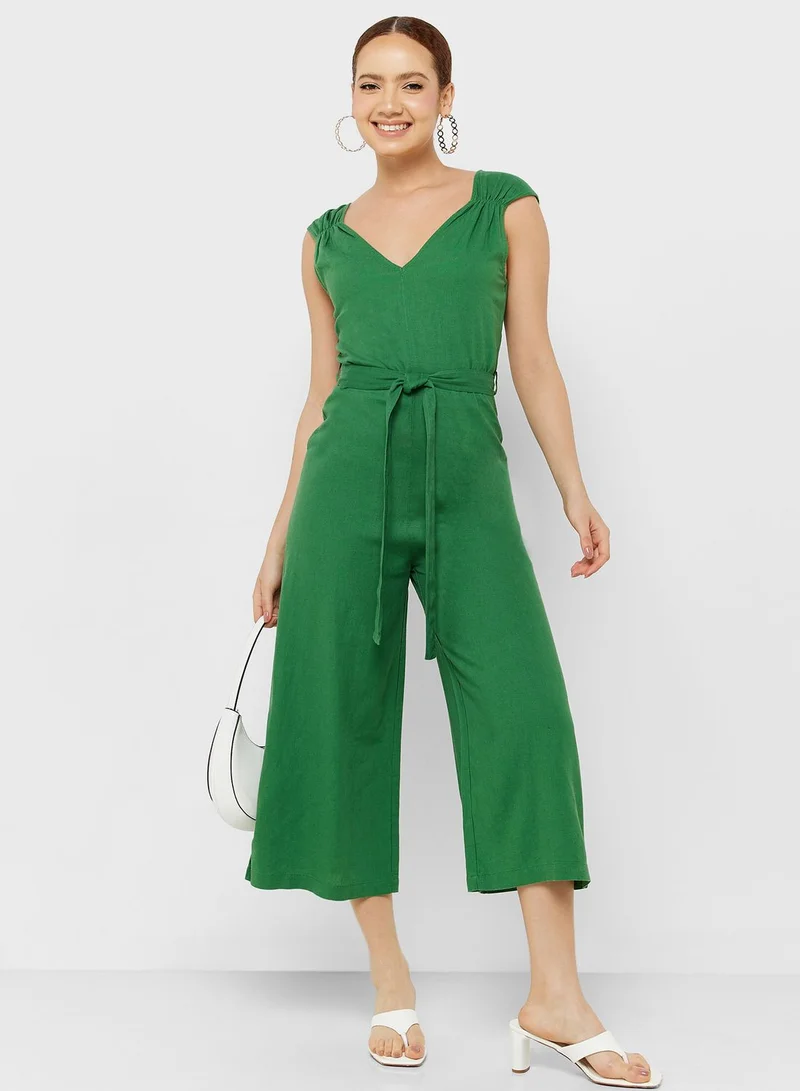 MANGO Belted Strap Jumpsuit