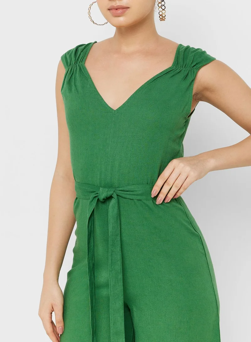 MANGO Belted Strap Jumpsuit