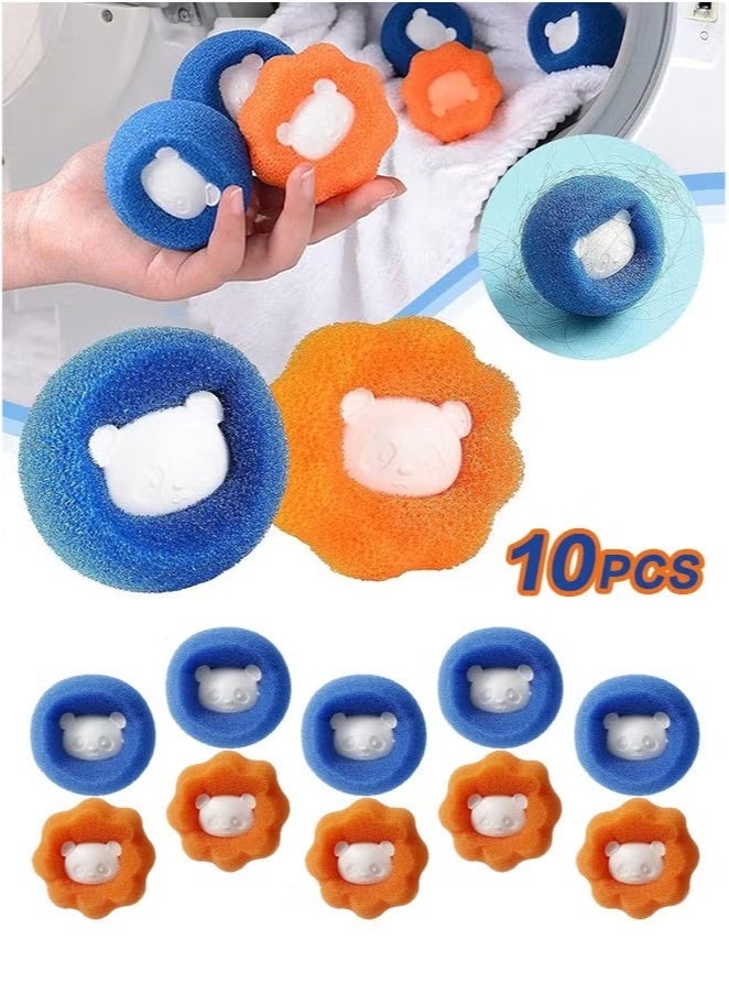 10 Pcs Pet Hair Remover for Laundry, Laundry Pet Hair Catcher, Washing Machine Hair Catcher, Washing Balls Dryer Balls for Clothing Dog Cat Pet Fur Remover（Orange+Blue）  - Image 1
