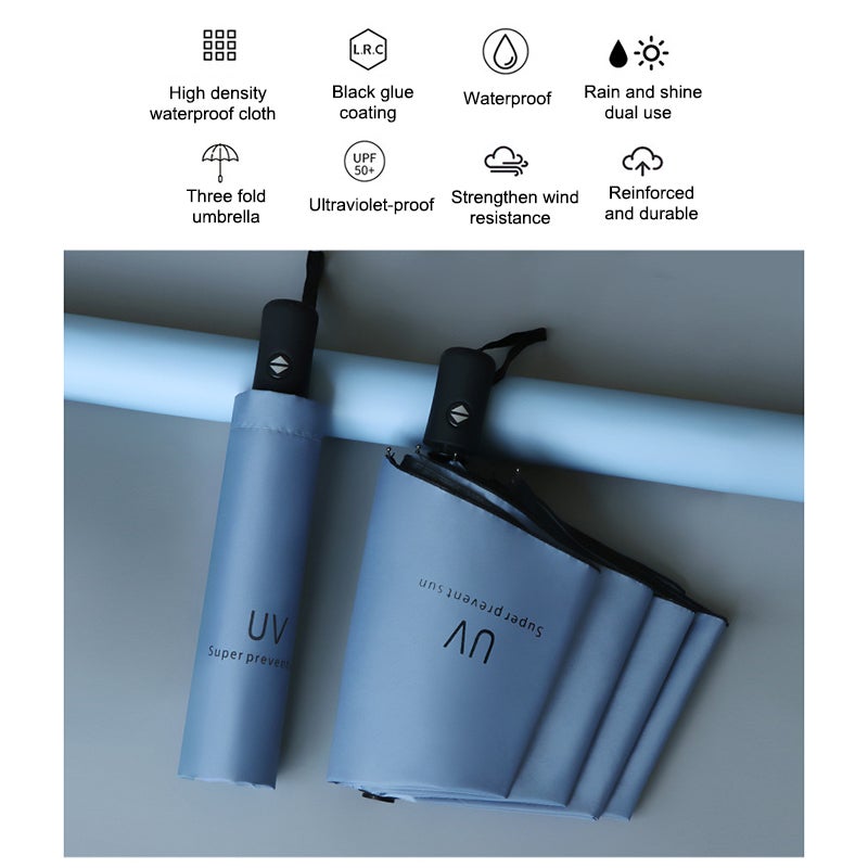 Dual-Use Umbrella Automatic Open/Close Eight Ribs 96cm Diameter for Rain and Shine Use - Image 2