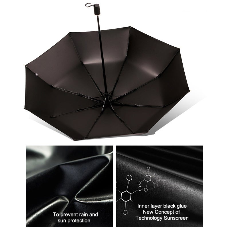 Dual-Use Umbrella Automatic Open/Close Eight Ribs 96cm Diameter for Rain and Shine Use - Image 5