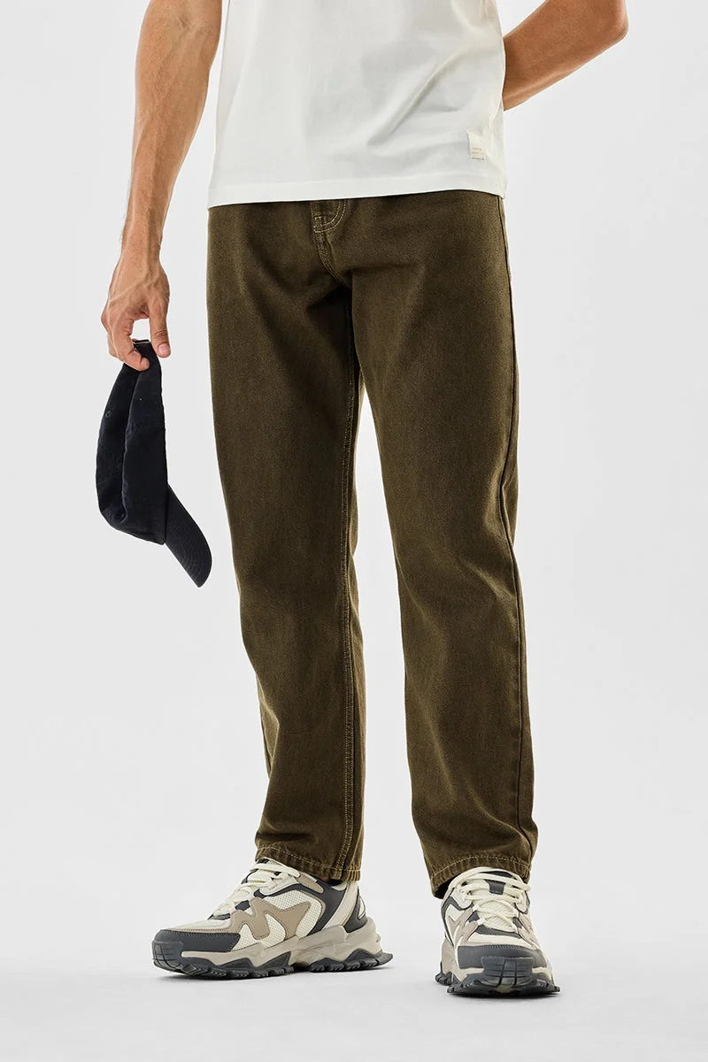 Brown Washed Baggy Jeans