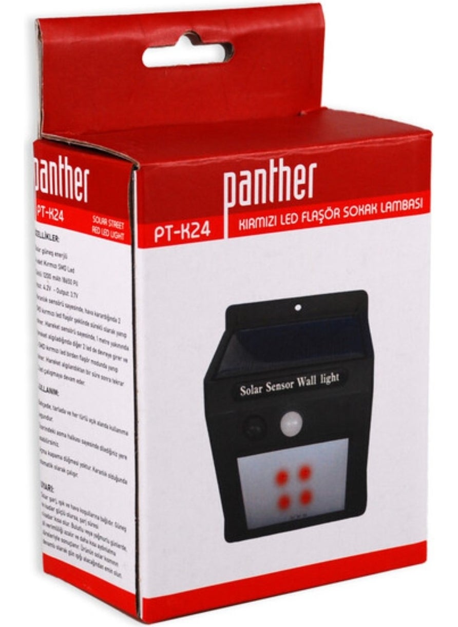 Panther Red LED Flashing Sensor Solar LED Wild Animal Repellent - Street Lamp  - Image 3