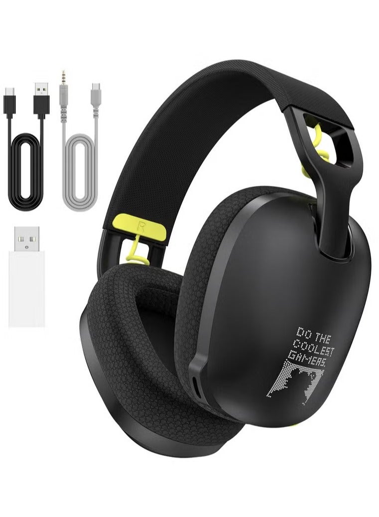 أونيكوما سماعة ألعاب لاسلكية B2 مع ميكروفون، سماعة ألعاب فوق الأذن لأجهزة PS4 وPS5 والكمبيوتر الشخصي وSwitch وMac، سماعات ألعاب 2.4 جيجاهرتز بلوتوث 5.3 مع ميكروفون لإلغاء الضوضاء، لون أسود - Image 1
