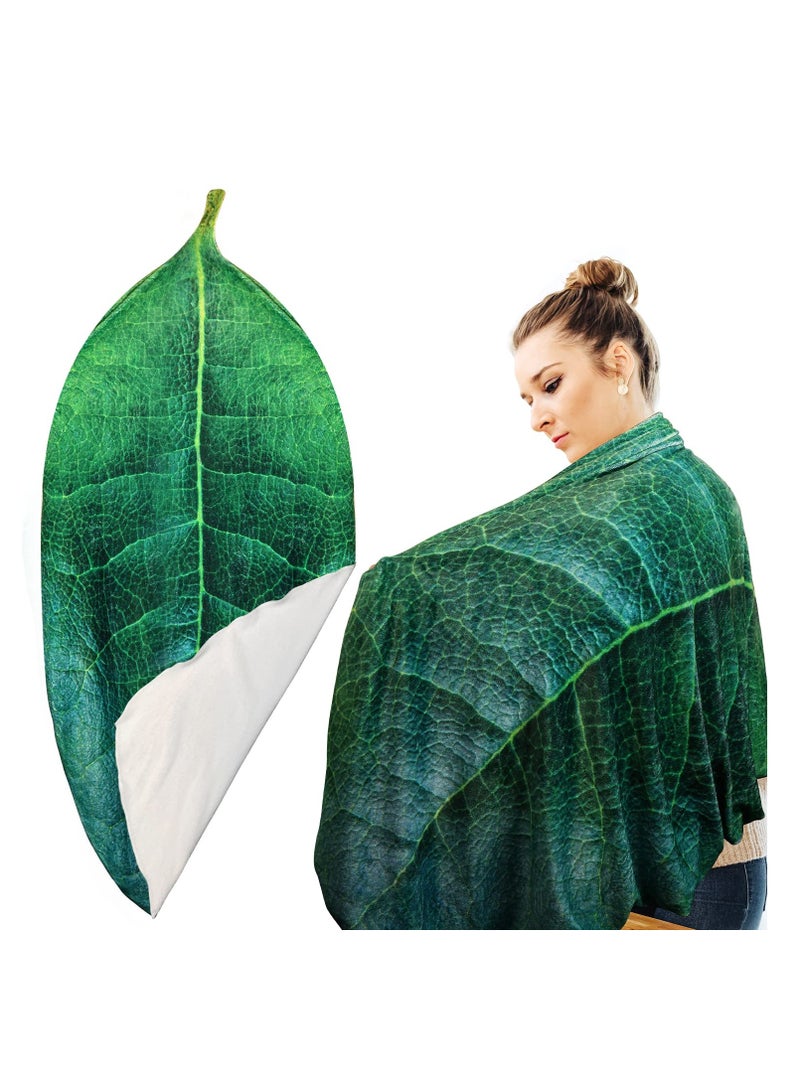 SYOSI Soft Flannel Fleece Leaf Blanket Double Sided Printing, Large Green Blanket Lightweight Comfortable Warm Plush Leaf Blanket for Office Bed Couch Sofa (230gsm, Bayberry Leaf) - Image 1