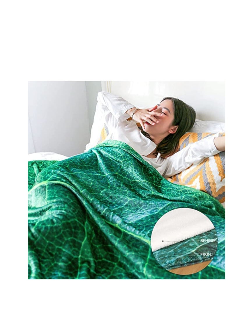 SYOSI Soft Flannel Fleece Leaf Blanket Double Sided Printing, Large Green Blanket Lightweight Comfortable Warm Plush Leaf Blanket for Office Bed Couch Sofa (230gsm, Bayberry Leaf) - Image 4