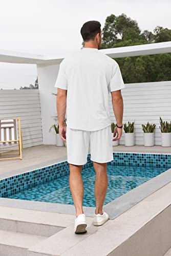 Lexiart Mens 2 Piece Outfits Casual Tracksuit Shorts Summer Sweatsuit Oversize Short Sleeve Sport Set Plus Size - Image 3