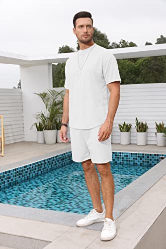 Lexiart Mens 2 Piece Outfits Casual Tracksuit Shorts Summer Sweatsuit Oversize Short Sleeve Sport Set Plus Size - Image 2