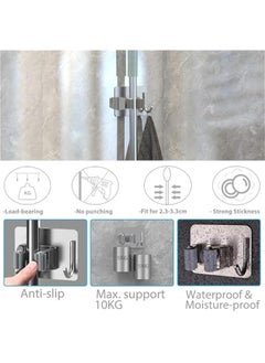 Mop Broom Holder No Drill, Mop Broom Organizer Wall Mounted Heavy Duty with Hooks Hanger, Self Adhesive Stainless Steel 4Pcs for Bathroom, Kitchen, Office (Silver) - pzsku/ZAF5AA43B3E4D3214B366Z/45/_/1726273943/9d3c42cc-5dbb-43cf-8688-bb42cdaedf5f