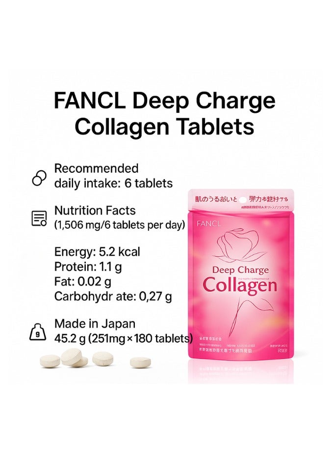 Fancl Deep Charge Collagen Tablet I Japanese Marine Collagen I Collagen Peptides 180 Tablets - Image 4