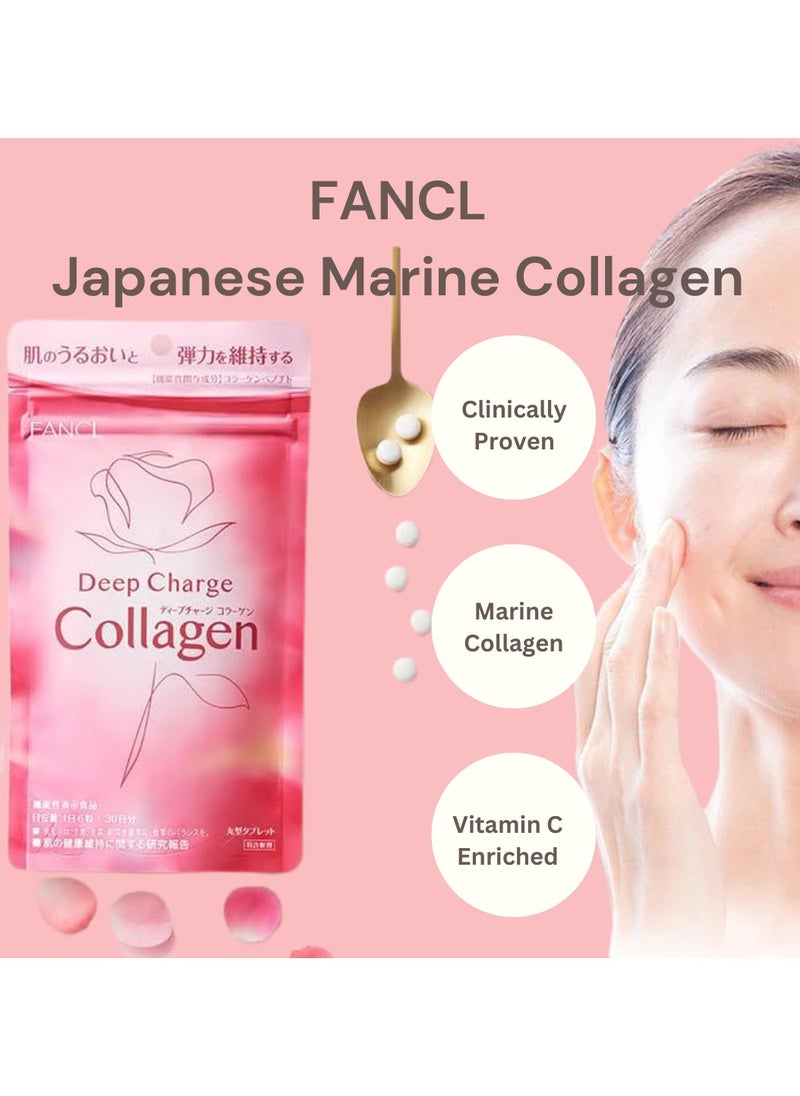 Fancl - Deep Charge Collagen Tablet I Japanese Marine Collagen I Collagen Peptides 180 Tablets - Image 1