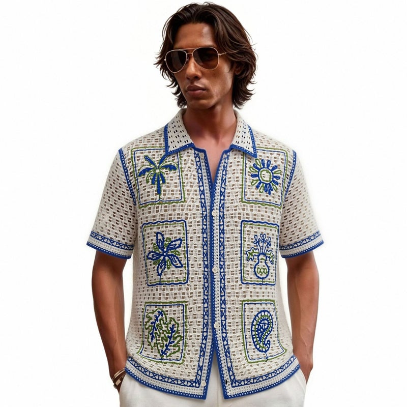 Men's Casual Short Sleeve Lace Polo Shirt SJ0153 - Image 1
