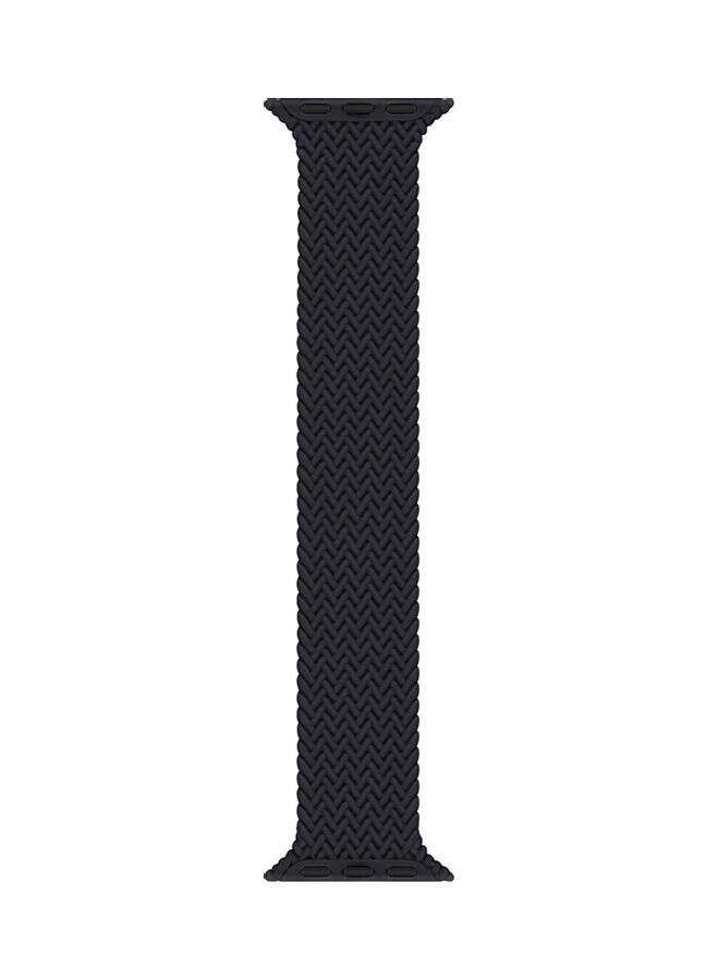 Silicone Braided Replacement Strap For Apple Watch Series 5/6/7 42/44/45mm Small Black - Image 2