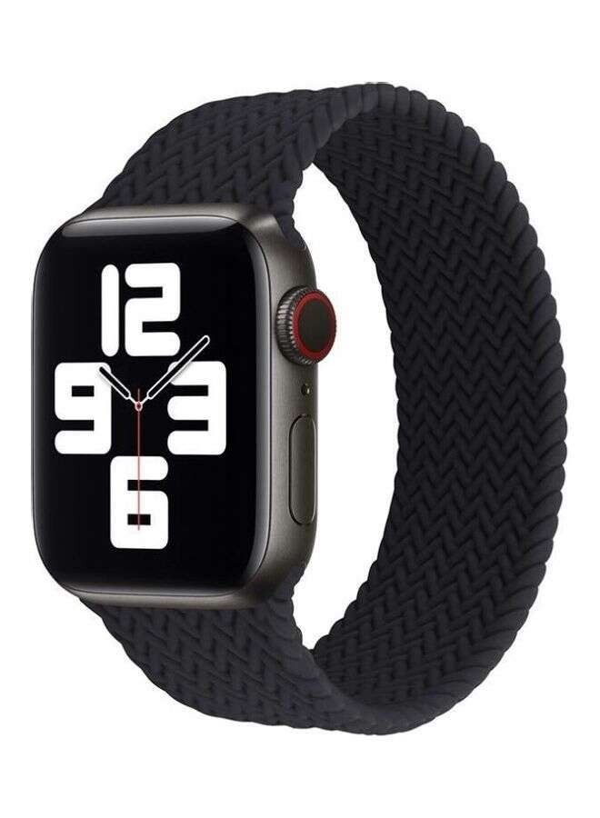 Silicone Braided Replacement Strap For Apple Watch Series 5/6/7 42/44/45mm Small Black - Image 1
